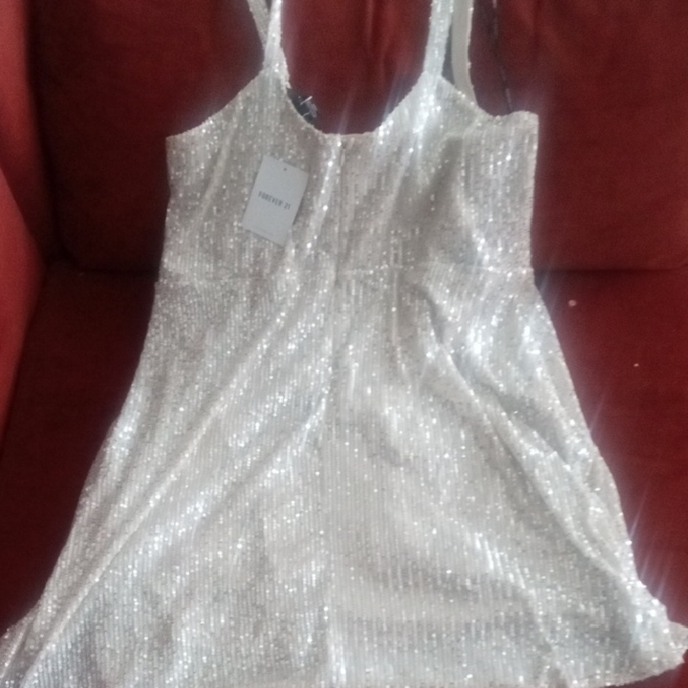 Forever 21 Silver Sparkle Sequin Mini Dress - Picture 3 of 9